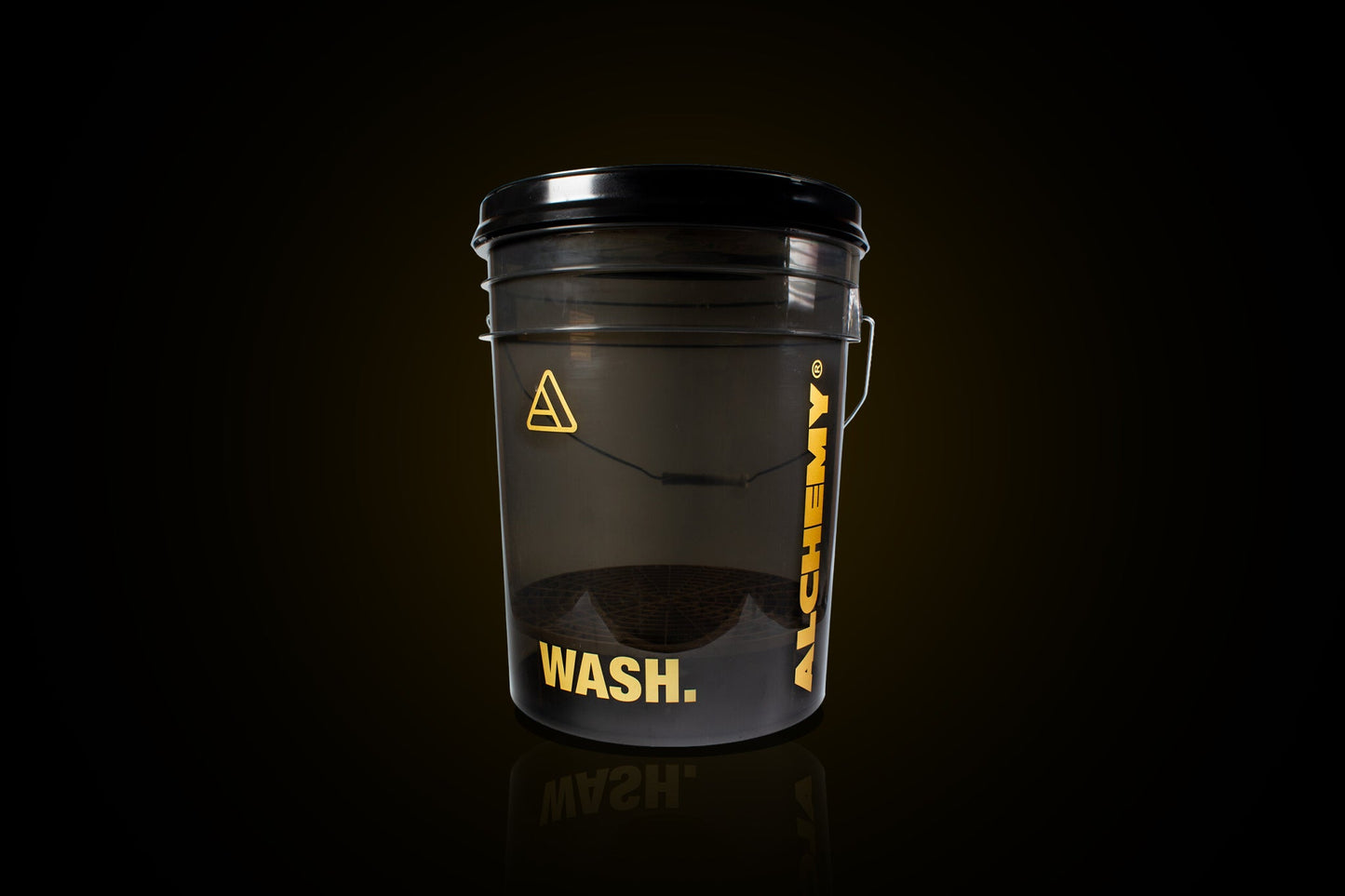 Alchemy Transparent Black Wash Bucket With Screw Lid & Gold Decals - WeDoDetail